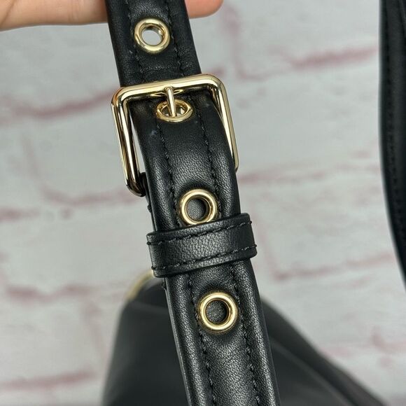 Valentino Garavani $2795 Rockstud Ruched Bloomy Black Leather Bag - Picture 5 of 14